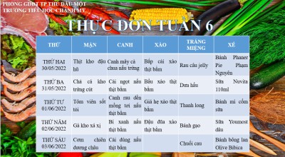 Thực đơn tuần 6( từ 30/5-3/6).