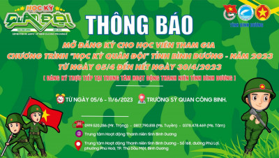 Mở đăng ký cho Học viên tham gia Chương trình " Học kỳ Quân đội" tỉnh Bình Dương lần thứ XI - Năm 2023